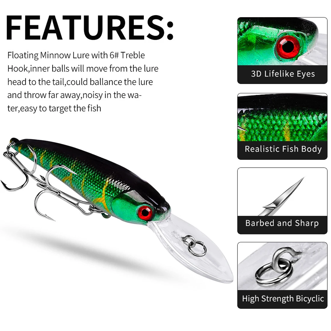 FishTrip-señuelo de pesca flotante, 9cm/8,3g, para pececillos, lubina, Walleye, trucha, salmón, Steelhead, Northern Pike - imagen 2