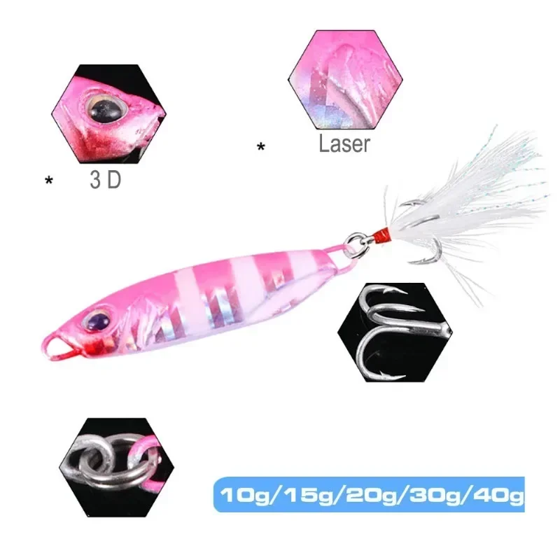 Señuelo de Pesca con plantilla de Metal, 10g, 15g, 20g, 30g, 40g, lanzamiento de orilla, Swimbait, cuchara VIB, anzuelos, cebo Artificial, LOR, aparejos de Pesca en el océano - imagen 2