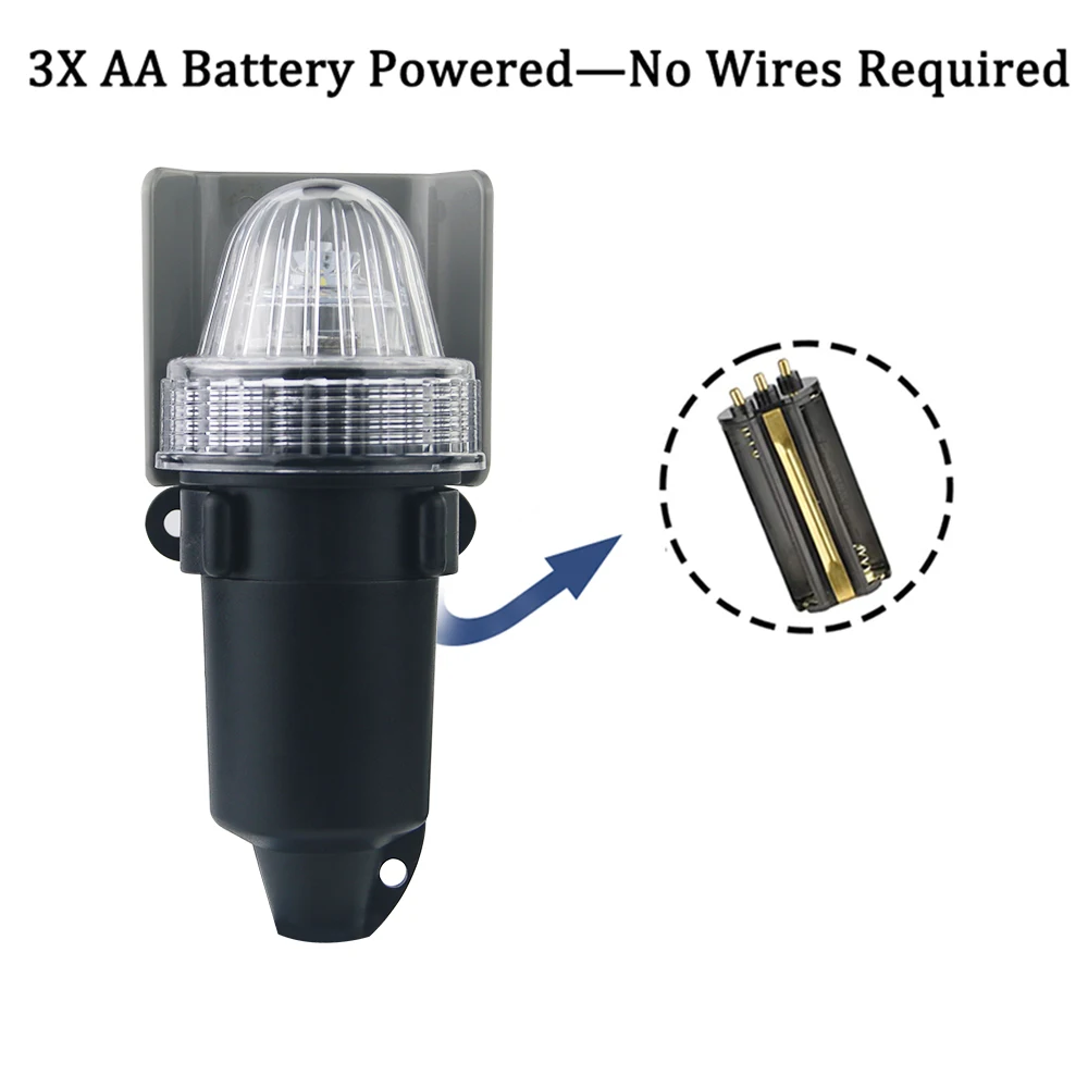 Juego de luces LED de estribor y popa para barco, navegación con batería, Puerto poco profundo, flotante e impermeable, batería AA, 3 piezas - imagen 4
