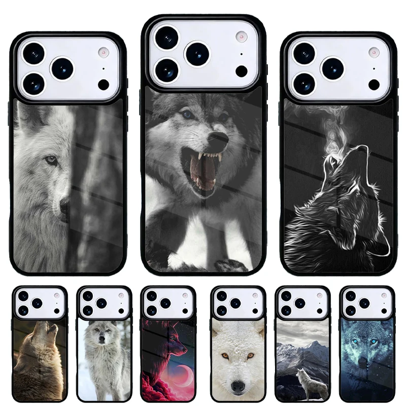 Funda Snow Wolf para iPhone 17 Air 16e 15 14 13 Pro Max 12 11 Pro