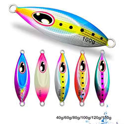 AOCLU-plantilla de Metal de Jigging lento, calidad japonesa, 40g, 60g, 80g, 100g, cebo duro, palo que se hunde, señuelo de pesca, holograma reflectante, luminoso, UV