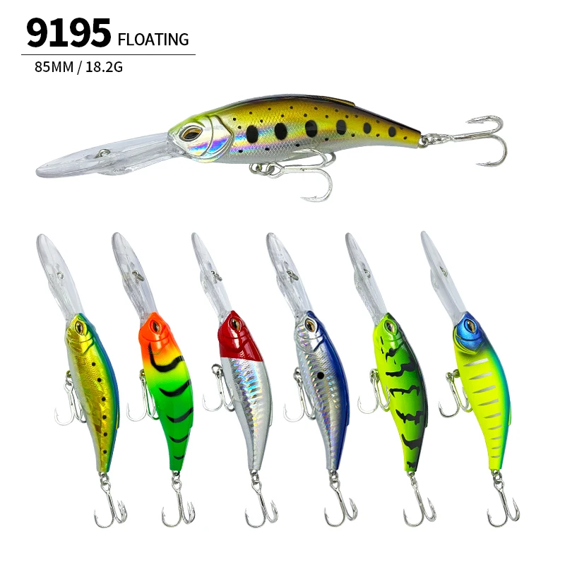 85mm 17,5g Crankbait pececillo flotante Señuelos de pesca buceo profundo Swimbait agua salada lubina cebo duro Artificial equipo Wobbler - imagen 5