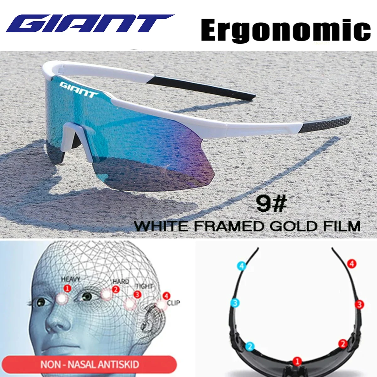 Gafas de sol de ciclismo gigantes para hombres y mujeres UV400 lentes antiniebla REVO HD claridad MTB lentes para bicicleta de carretera al aire libre con estuche - imagen 5