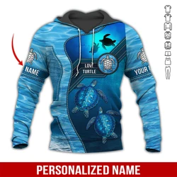 PLstar Cosmos nombre personalizado tortuga 3D impreso moda hombres Sudadera con capucha Unisex Casual otoño cremallera Sudadera con capucha QDY2