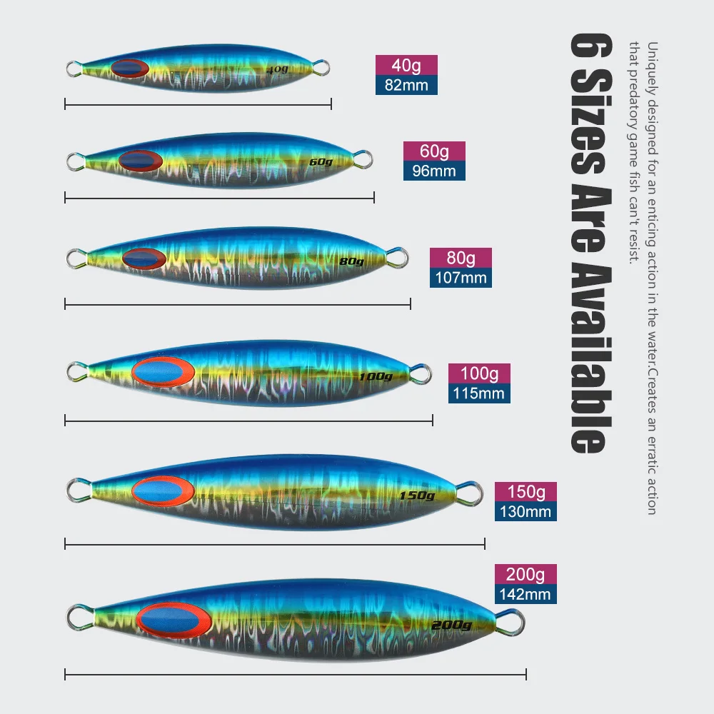 JIGGINGPRO 60g 80g 100g 150g 200g Isca Artificial señuelo de Jigging lento equipo de pesca de mar plantilla de Metal para equipo de pesca - imagen 3