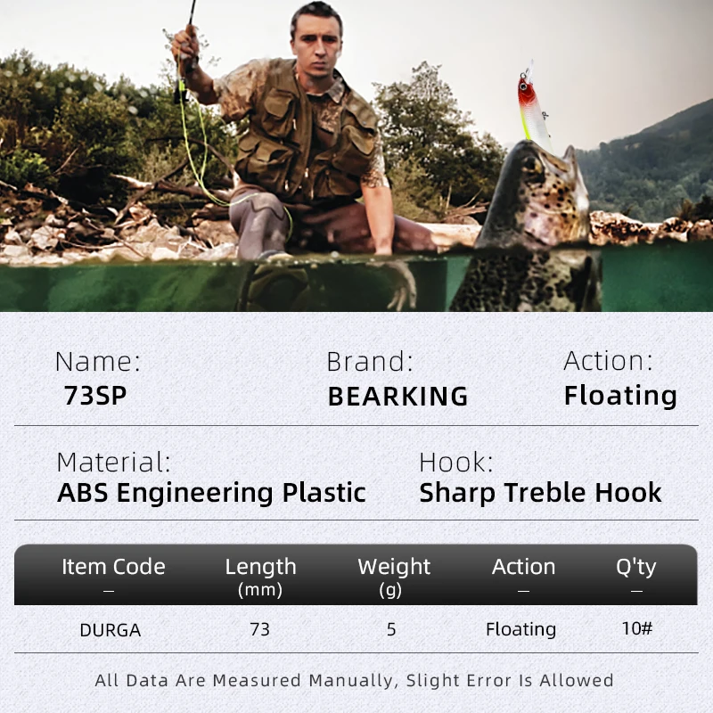 BEARKING nuevo modelo 73mm 5g calidad profesional magent peso Señuelos de pesca minnow manivela cebo Artificial aparejos - imagen 3