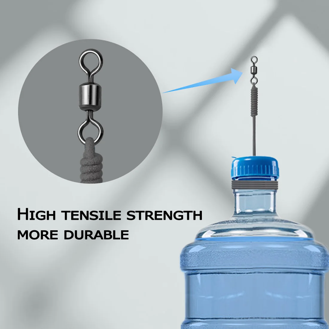 Kit de giratorios de pesca de barril de 9KM, aparejos de pesca giratorios, conectores de sedal de alta resistencia para agua salada, acero inoxidable negro - imagen 3