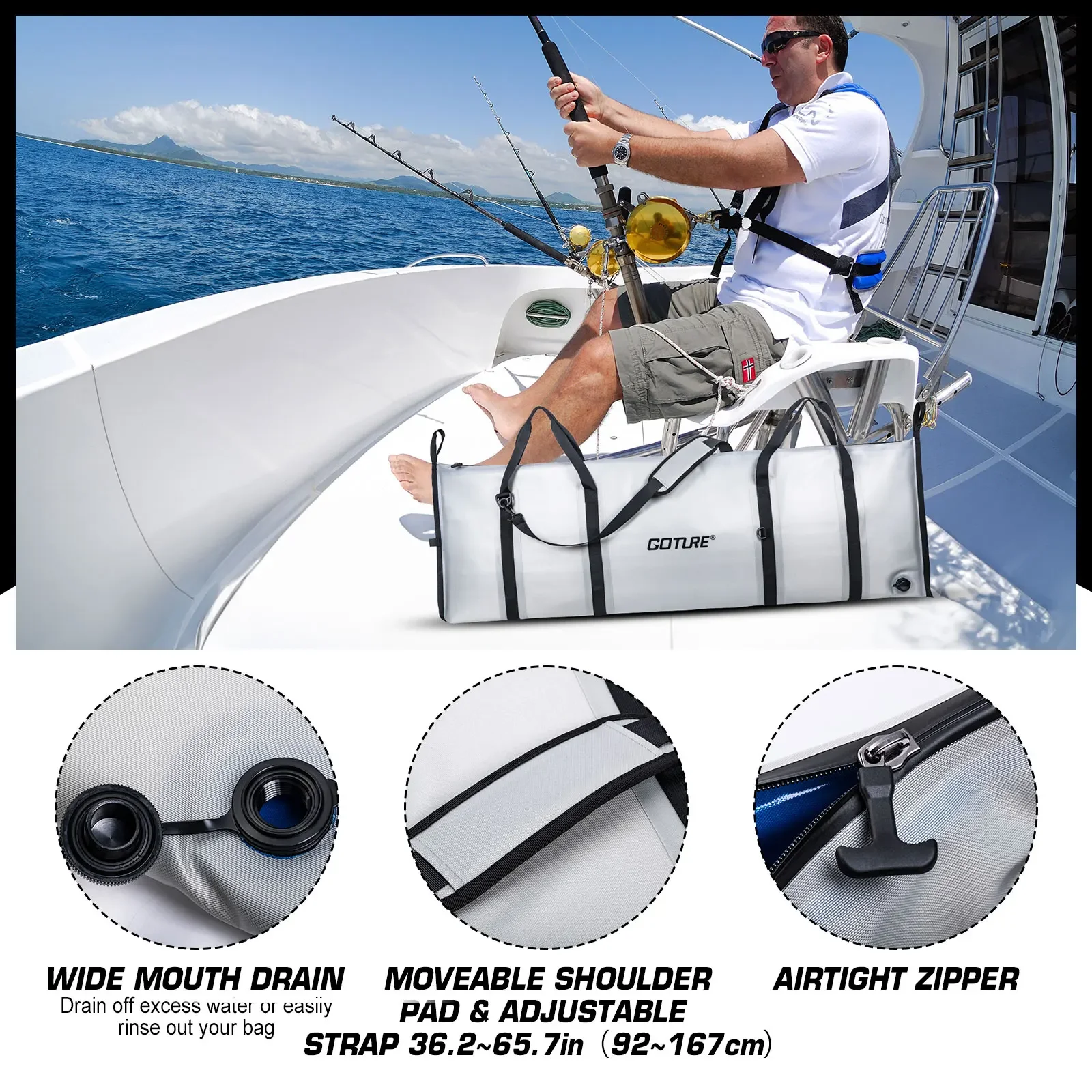 Goture pesca en el mar peces vivos bolsa térmica aislada bolsa de pescado impermeable bolsa enfriadora de pesca frescura retención de 72 horas plegable