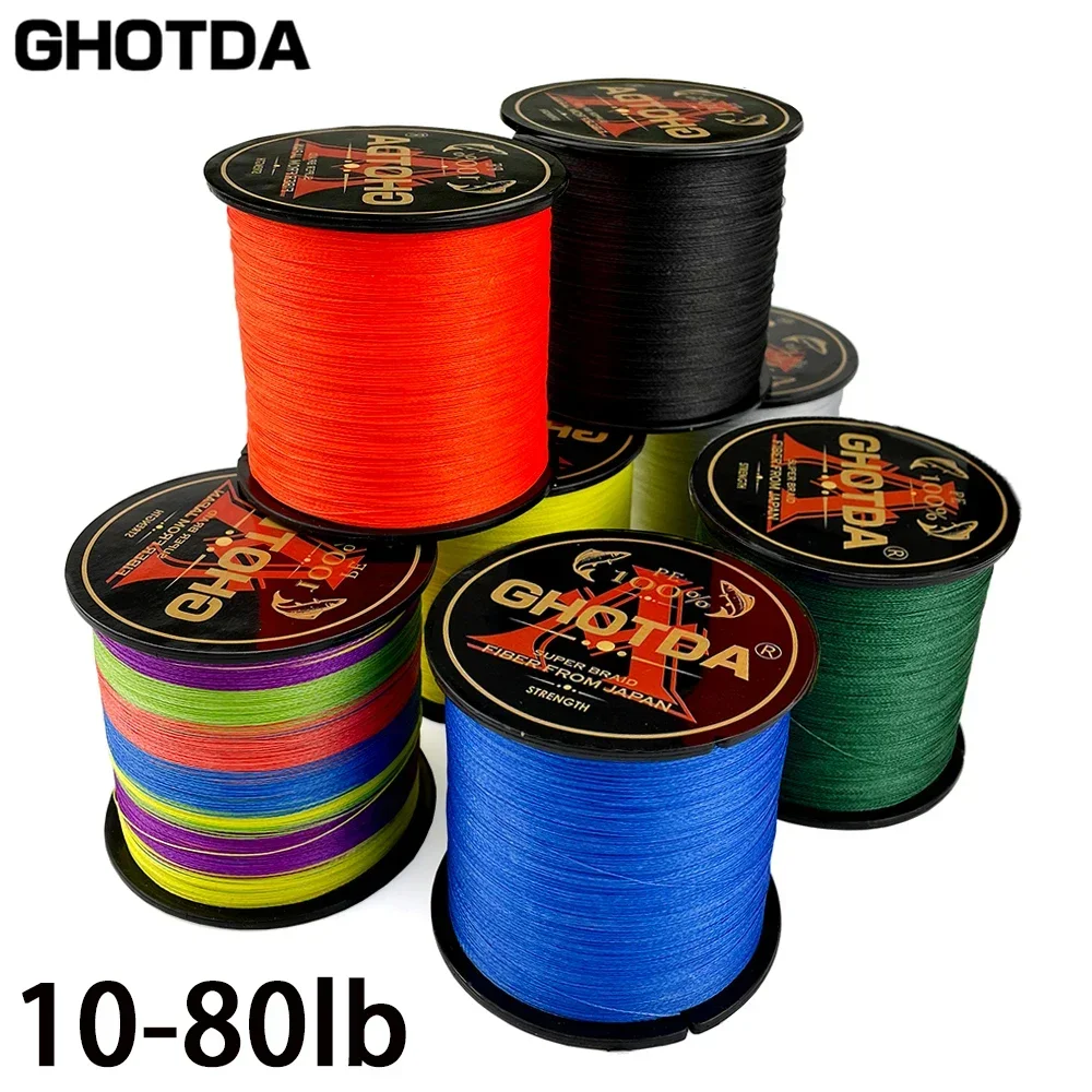 Ghotda Línea de Pesca Trenzada 4 Hebras - 10-80 libras - Carpa Marina
