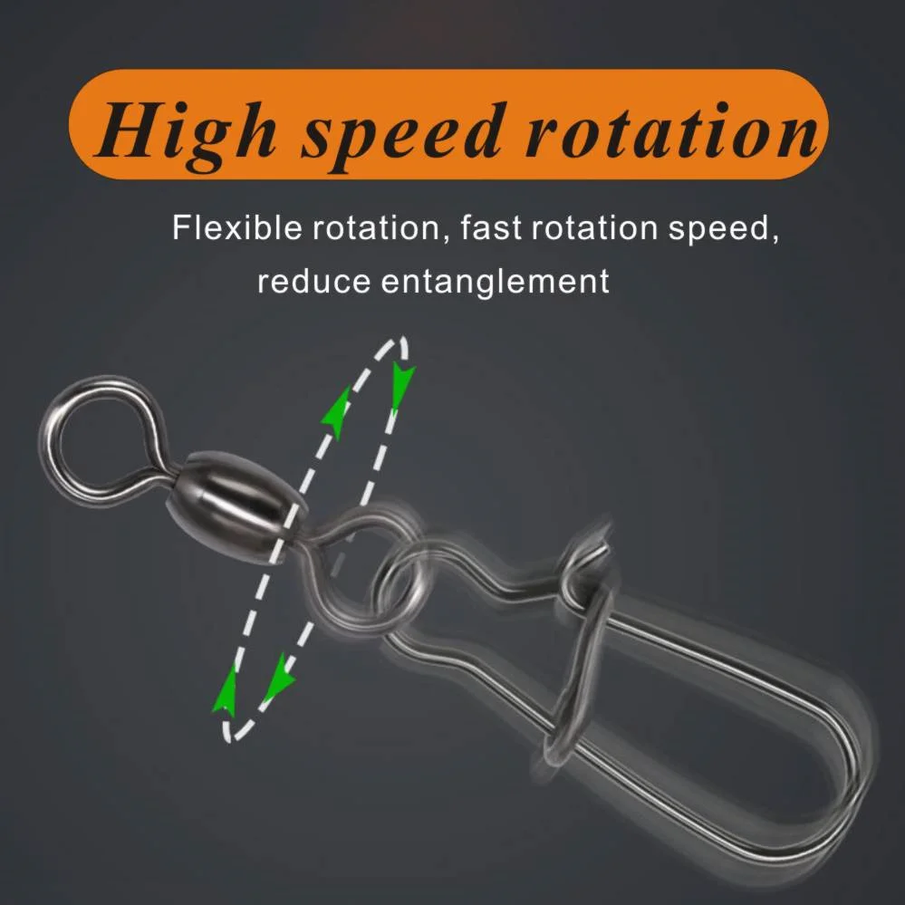Ganchos giratorios de pesca de 50 piezas, Conector de señuelo de anillo sólido, aparejos de pesca de acero inoxidable, broches giratorios - imagen 5