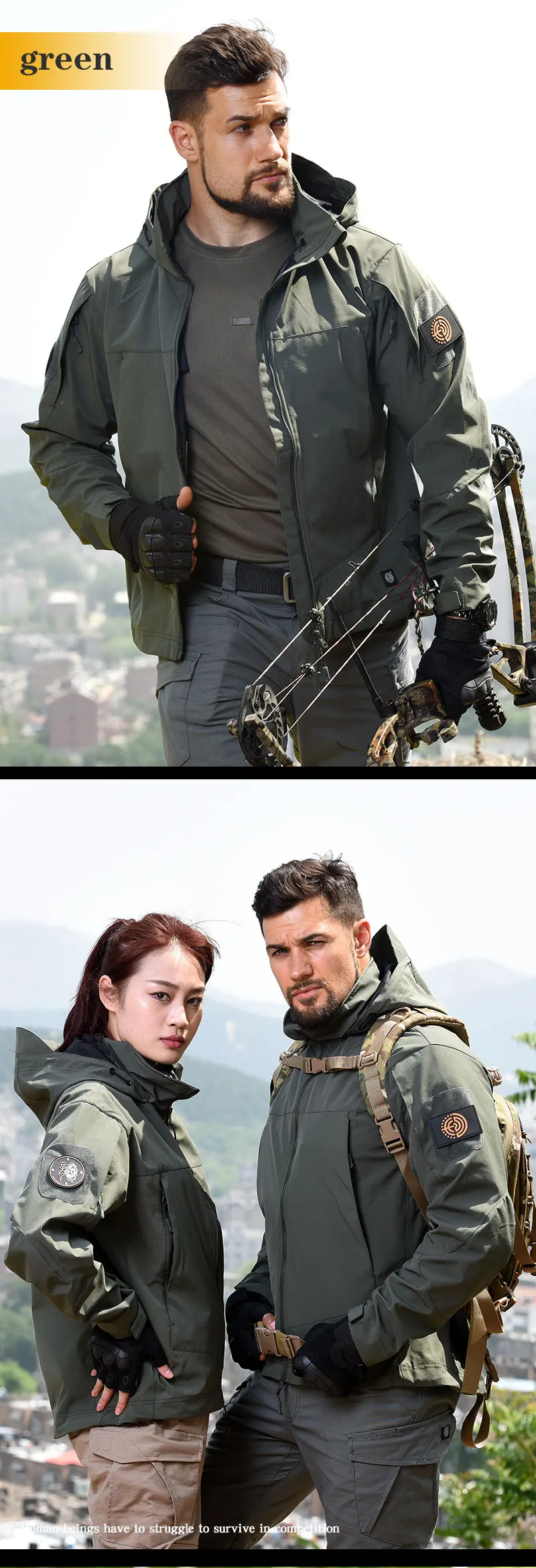 Experiencia aventura al aire libre resistente en nuestra duradera chaqueta verde