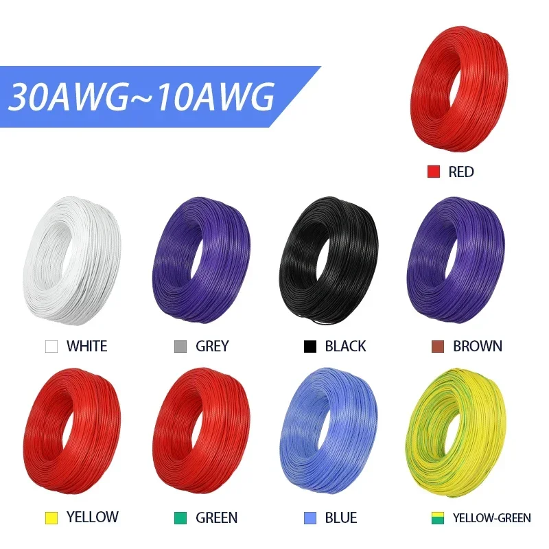 Cable electrónico UL3135, aislamiento de silicona, cobre estañado, resistente a altas temperaturas, 30, 28, 26, 24, 22, 20, 18, 16, 14, 12, 10 AWG - imagen 5