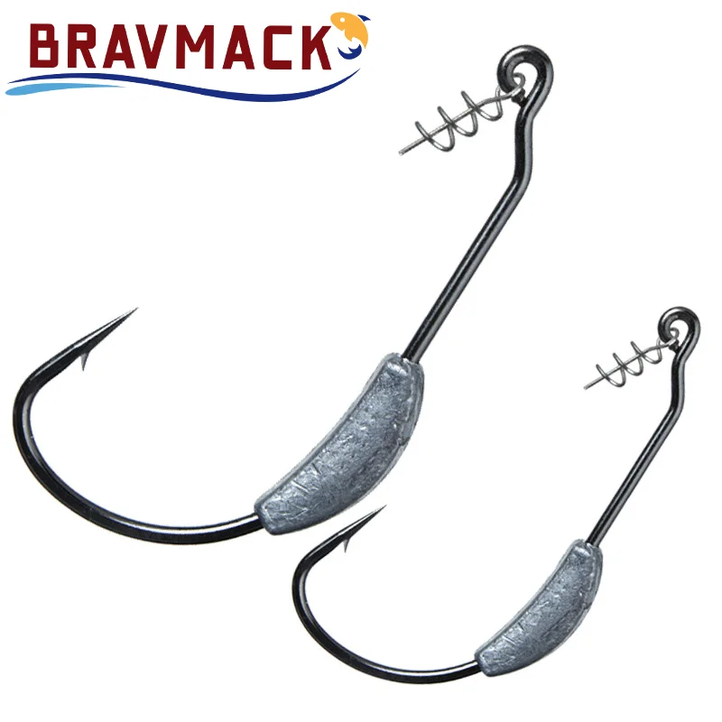 5 unids/caja Jig manivela cabeza anzuelo de púas 2g 2,5g 3g 5,5g 7g señuelo suave gusano anzuelo resorte tornillo bloqueo Pin aparejos de pesca