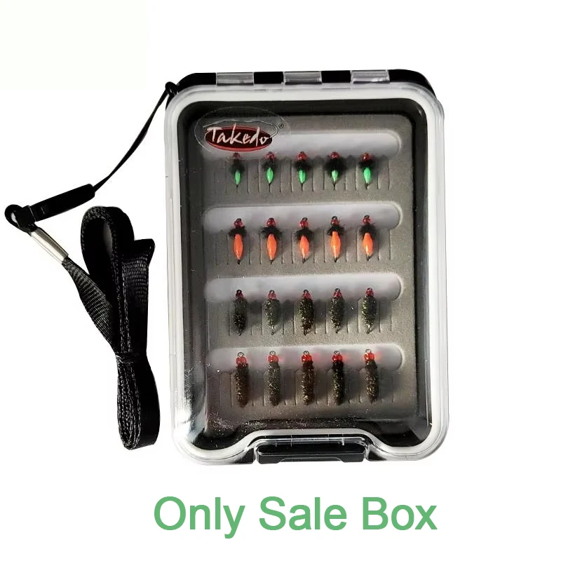 TAKEDO LF04 caja de almacenamiento de aparejos de pesca con mosca de plástico portátil impermeable Clamshell espuma moscas anzuelo de pesca señuelo Bo - imagen 2