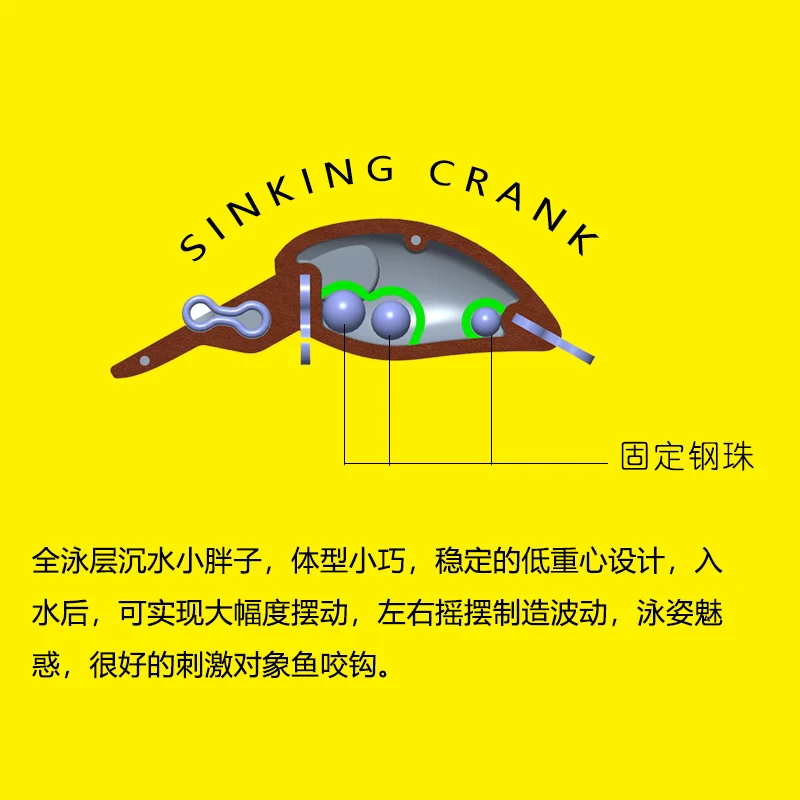 DUODUOYU-señuelo de manivela que se hunde, 2,1g/40mm, Mini placa de lengua ancha, cebo de manivela, aparejos de trucha oscilantes de alta frecuencia izquierdo y derecho, 1 Uds. - imagen 5