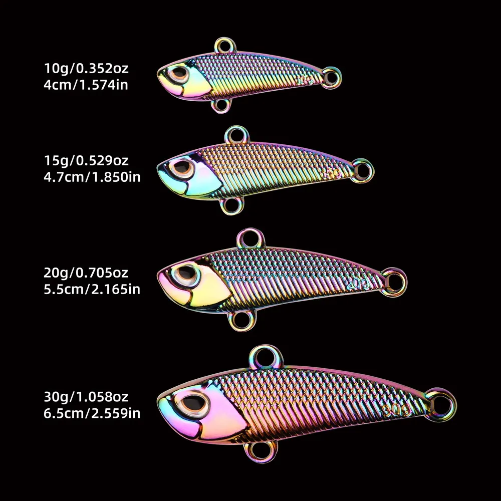 Señuelo giratorio de Metal para Pesca, cebo giratorio de 10g, 15g, 20g, 30g, VIB, cola giratoria, lentejuelas de vibración, Wobbler japonés para arrastre, 5 unids/lote por caja - imagen 4