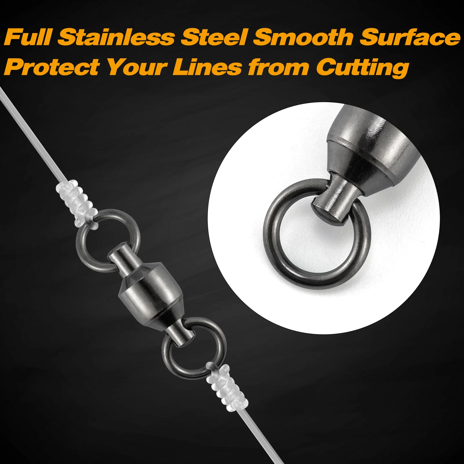 Rodamiento de bolas de pesca, 10 piezas, giratorio, gancho de alta resistencia, Conector de señuelo, anillo sólido de agua salada, acero inoxidable, pesca en el mar - imagen 4