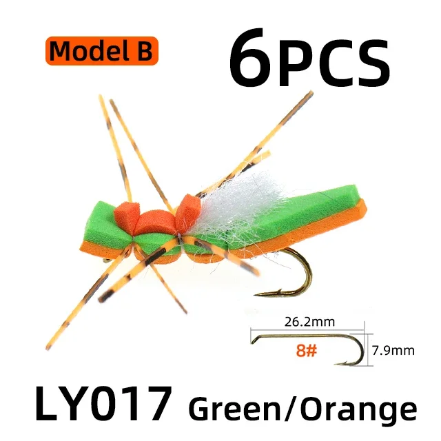 6pcs B green orange