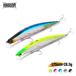 Kingdom Minnow-señuelo de pesca que se hunde, 28,5g, 175mm, cebos de pesca artificiales de fundición larga, palo, cebo, trucha, Lucio, agua dulce y salada