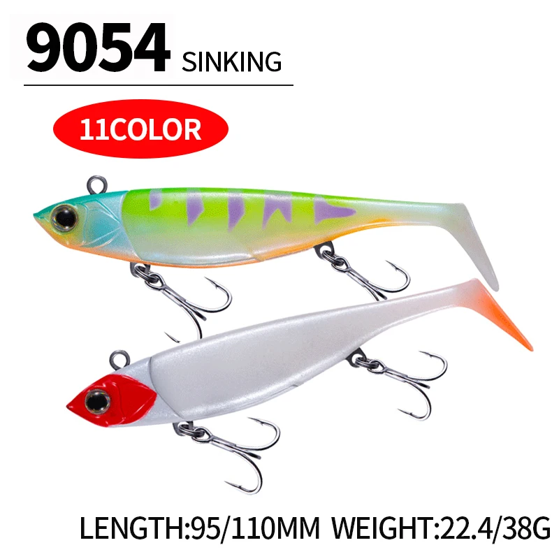 Minnow jig head 22g/38g señuelo de pesca señuelo de Lucio suave 11 colores pesca de lubina sábalo cebo suave código de barco cebo de lubina para Zand - imagen 2