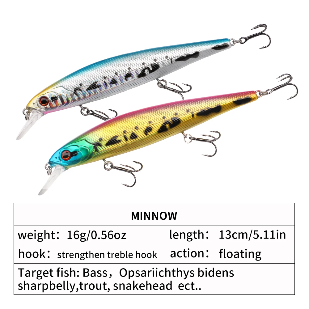 Señuelo de pesca 16g 13cm Flotante Trolling Minnow Wobblers Cebo duro artificial Crankbait de agua salada para lubina Jerkbait - imagen 2