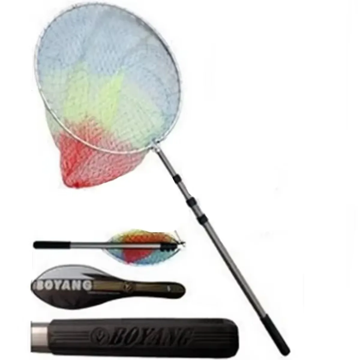 Red De aterrizaje para Pesca, caña telescópica De aleación De aluminio, accesorios De Pesca, anillo plegable, Red De inmersión, longitud De 2m a 2,4m - imagen 4