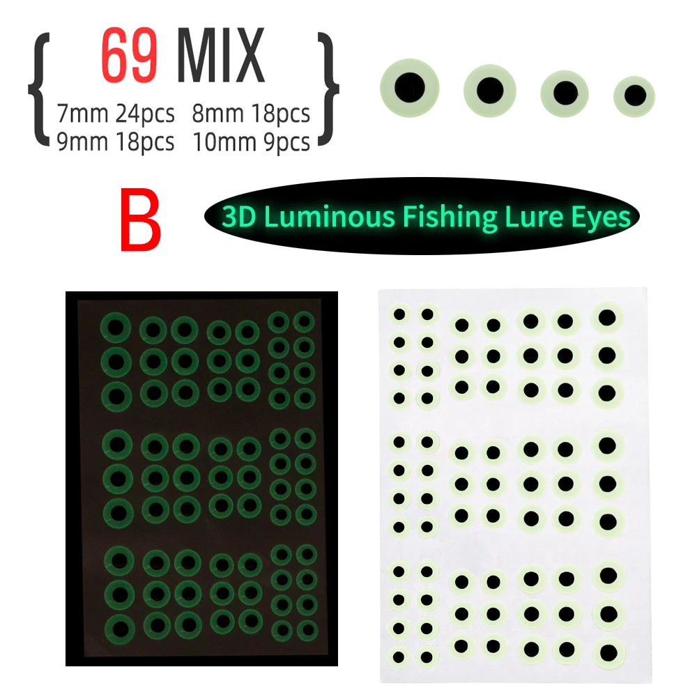 ICERIO-100 piezas luminosas 3D, Ojos de pez epoxi para atar moscas Streamer, moscas de agua salada, Señuelos de Pesca, plantilla de Material para hacer cebo - imagen 4