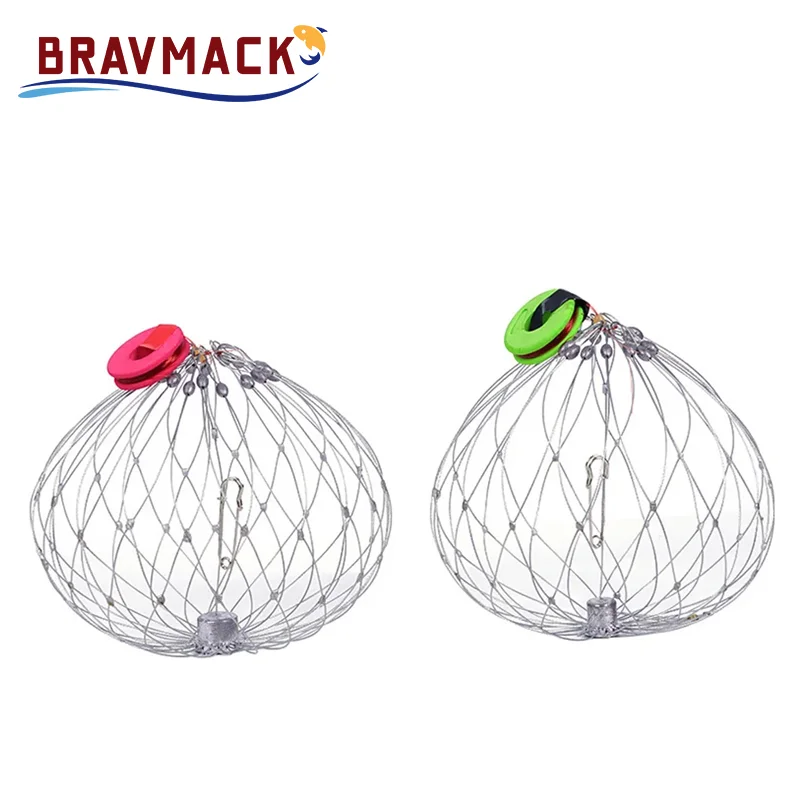 Red de pesca con cierre abierto automático, trampa para peces y cangrejos, alambre de acero para agua salada, accesorios de pesca al aire libre, 1 ud.