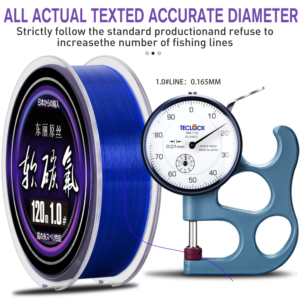 Thornline-sedal de pesca recubierto de fluorocarbono de carbono japonés, 120M, alta resistencia a la abrasión, monofilamento de nailon, aparejos de carpa - imagen 5