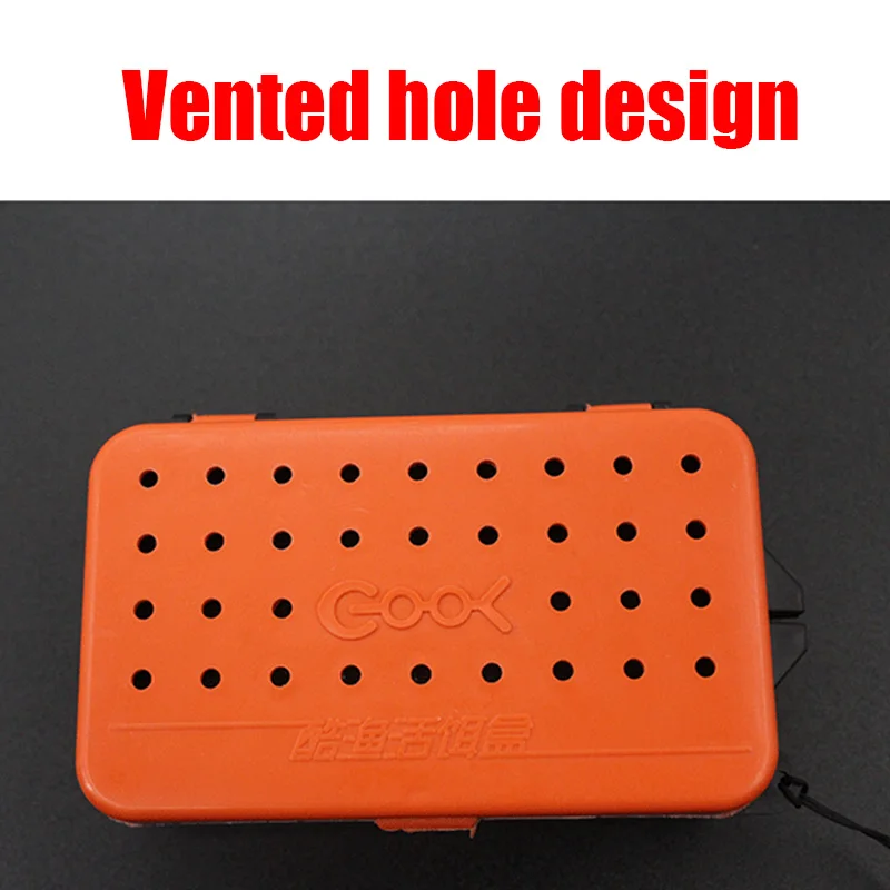Caja de almacenamiento de cebo vivo de pesca de plástico transpirable de alta calidad, gusano de tierra, gusanos de sangre, contenedor de cebo, accesorios de pesca