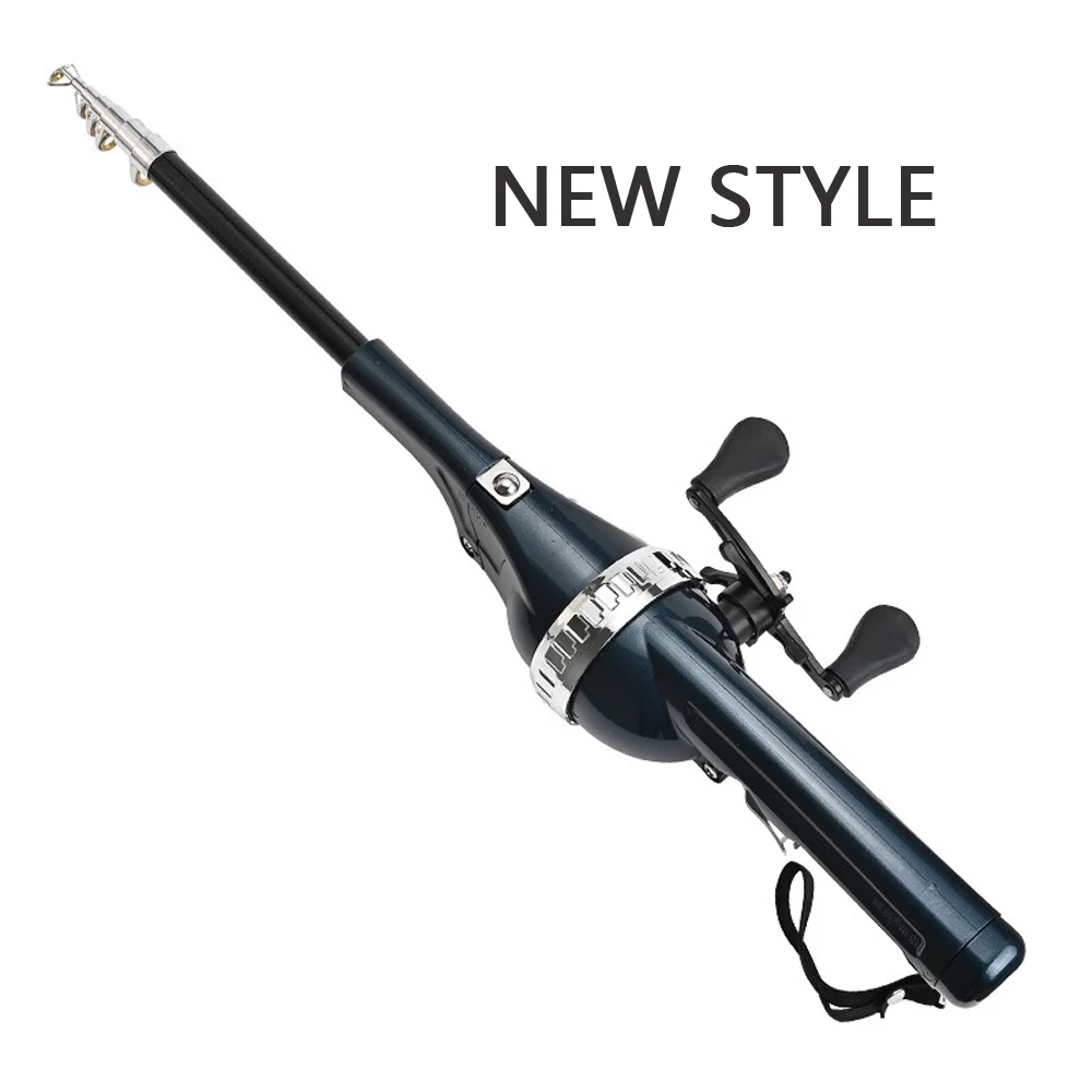 Mini juego de caña de pescar telescópica, caña plegable, carrete de fibra de vidrio, señuelo, caña giratoria, aparejos de pesca con línea para aparejos al aire libre - imagen 5