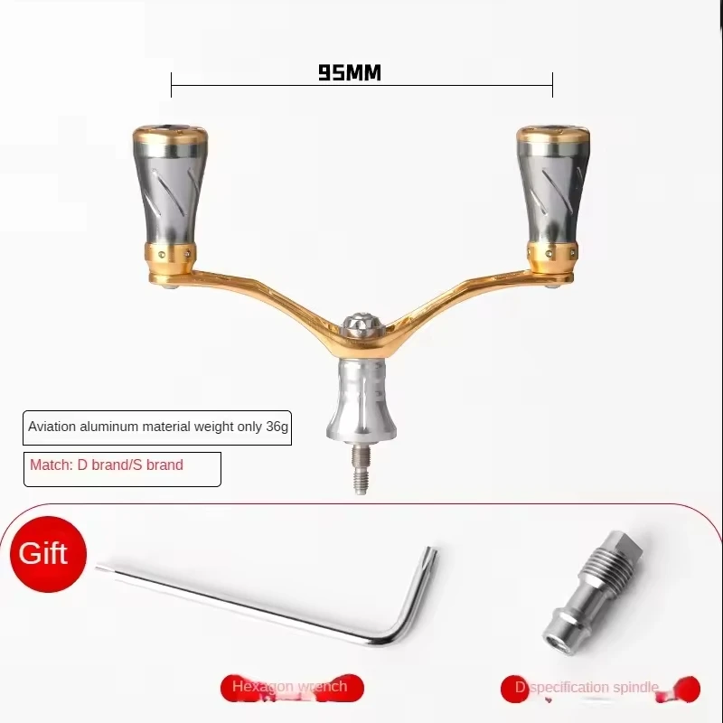 DEUKIO-mango de doble agarre de Metal ligero para carrete de pesca giratorio, perillas con rodamientos, asas dobles - imagen 4