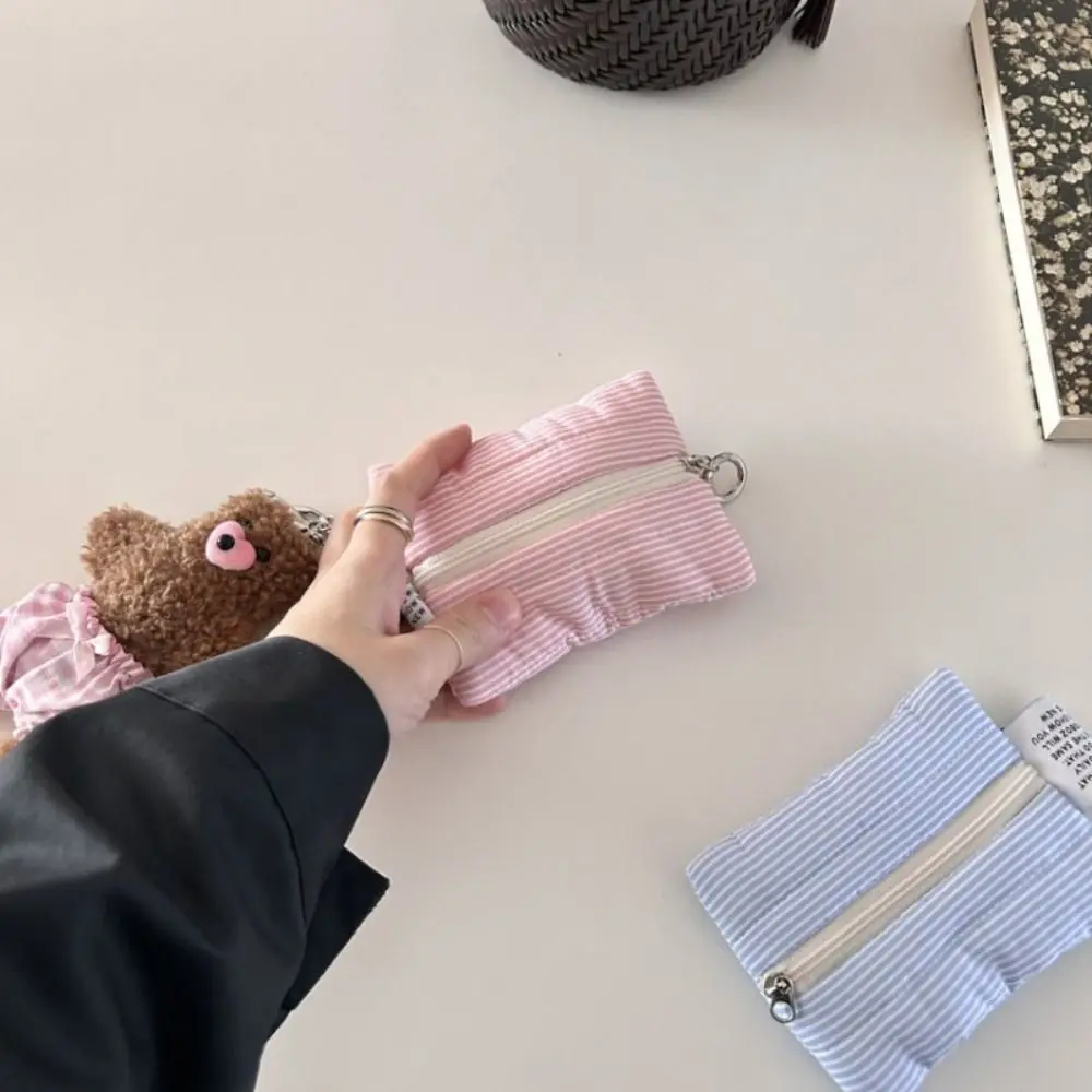 Lindo monedero a rayas Mini con tarjetero con cremallera bolsa portátil para auriculares de gran capacidad - imagen 3