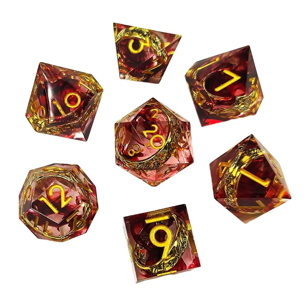 Juego de dados fluidos de resina creativos, dados de esquina afilados poliédricos azules, verdes y morados D4 D6 D8 D10 D12 D20, regalo de dados líquidos - imagen 3