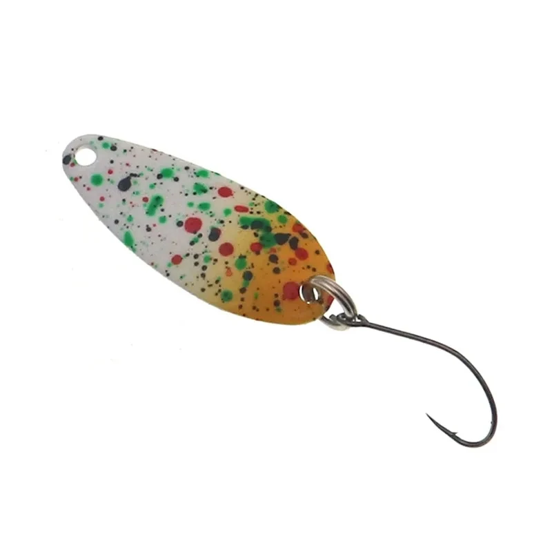 Cebo de cuchara para trucha, 6 unidades/juego, 2g, 28mm, señuelo de pesca de Metal con un solo gancho, cebo duro, señuelos para trucha, perca, salmón - imagen 3