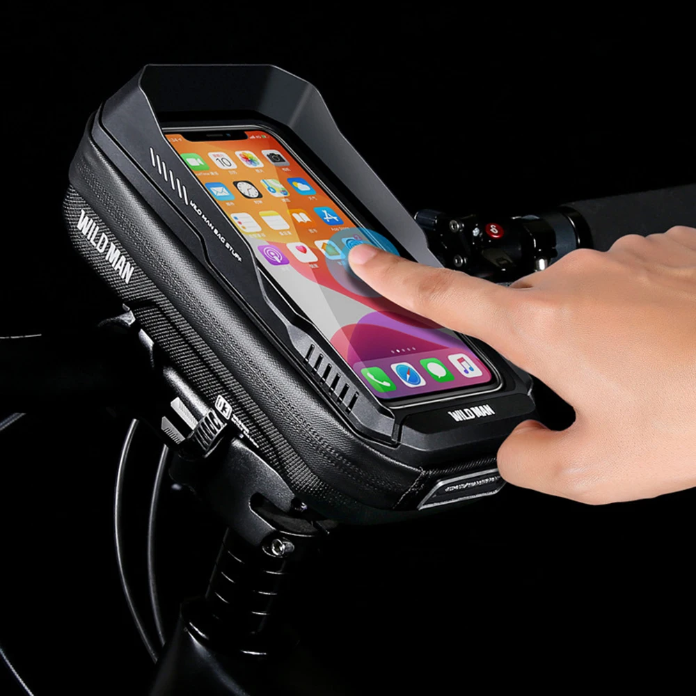 Funda de pantalla táctil de 6,7 pulgadas para manillar de bicicleta, bolsa frontal grande, resistente al agua, para tubo superior - imagen 5