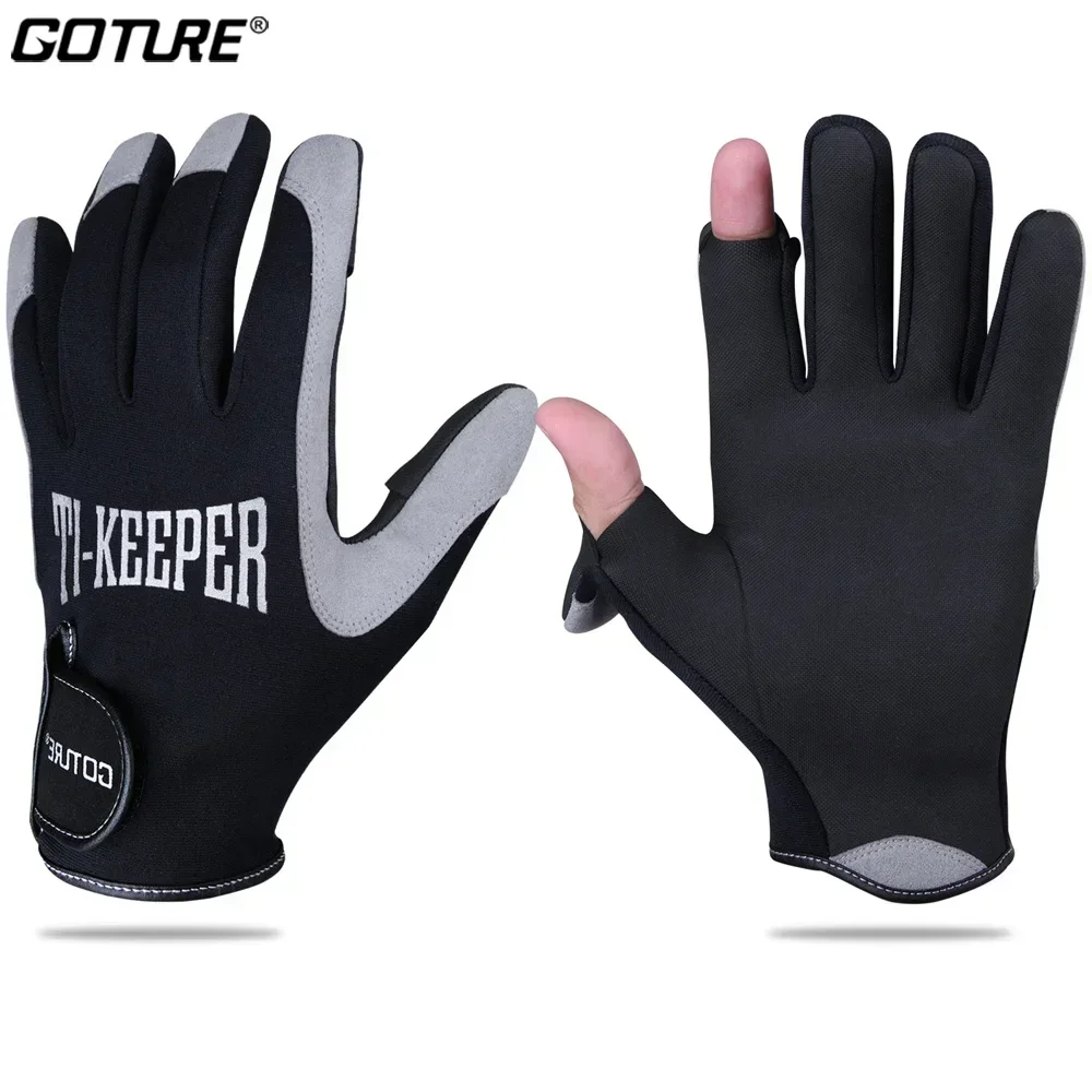 Goture Guantes de pesca, para mantener 2 dedos, impermeables, antideslizantes, antideslizantes, accesorios para equipos de carpa de caza para hombres - imagen 2