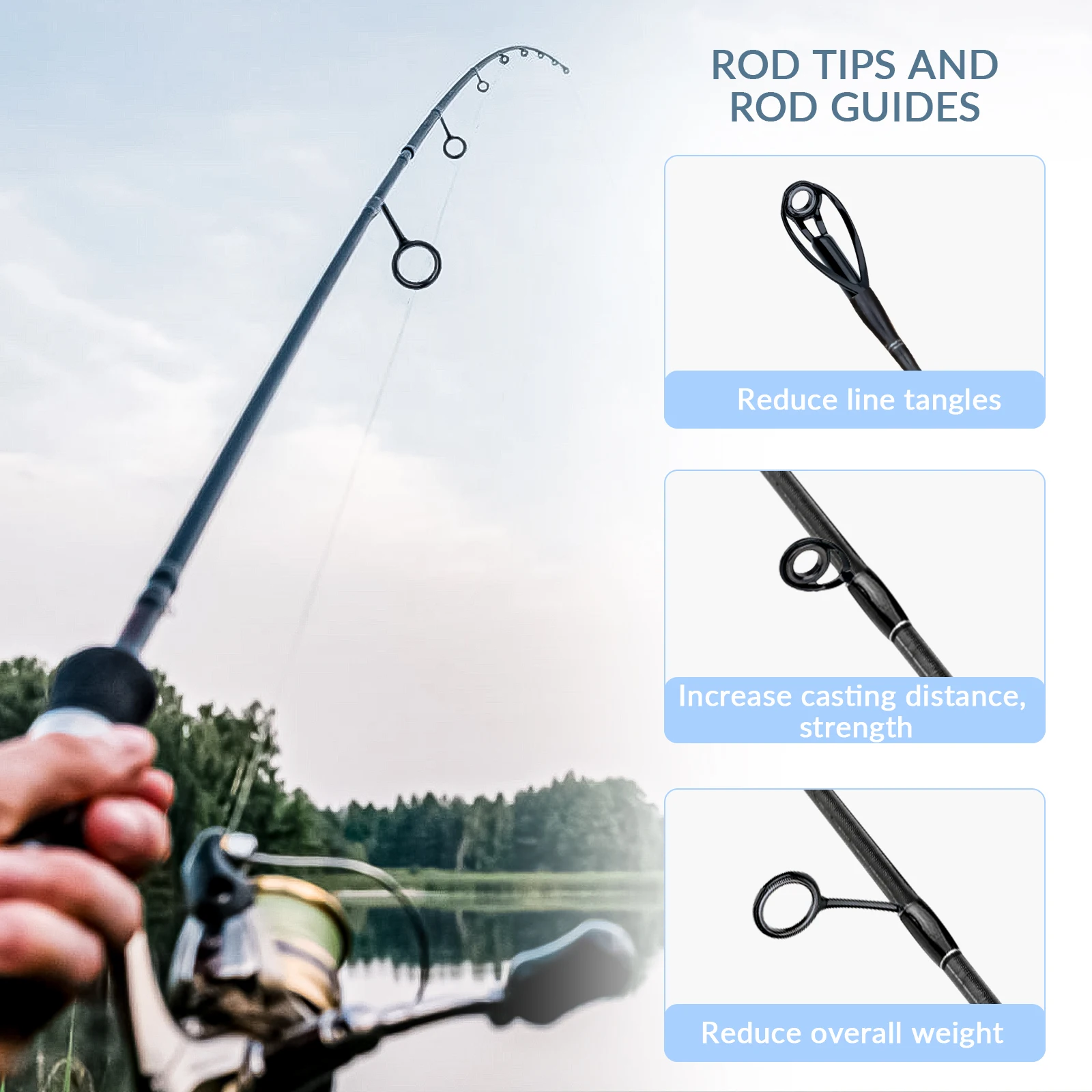 THKFISH-Juego de anillos guía para caña de pescar, 40 Uds., tapas multiusos para puntas de caña, Kits de reparación, accesorios para aparejos de pesca de agua dulce - imagen 2