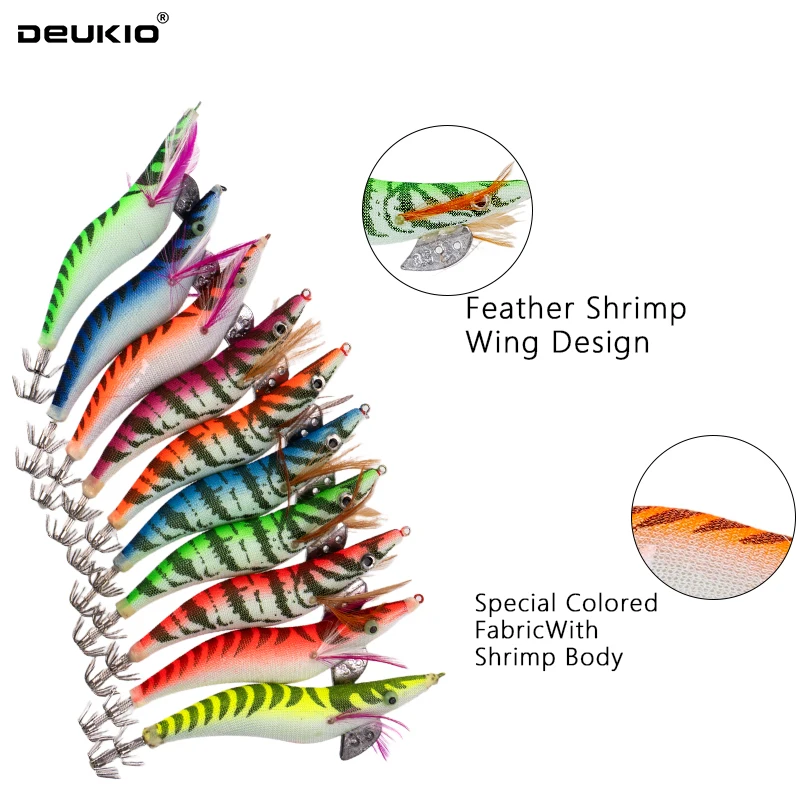 DEUKIO Jig luminoso 3D calamar – Señuelo impreso pesca sepia - imagen 2
