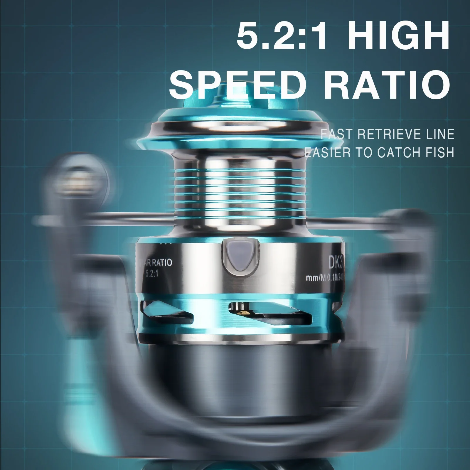 Carrete de Metal ligero para pesca giratoria DK3 1000-7000, relación de engranaje 4,0:1/5, 2:1, arrastre máximo de 35lb para lubina, agua salada y dulce - imagen 3