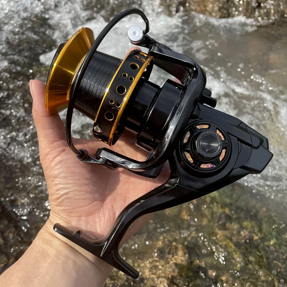 Carrete de Pesca giratorio de Metal, 9000, 10000, 12000, 12 + 1BB, relación de velocidad 4,0: 1, relación de engranaje, agua salada, bote de mar - imagen 5