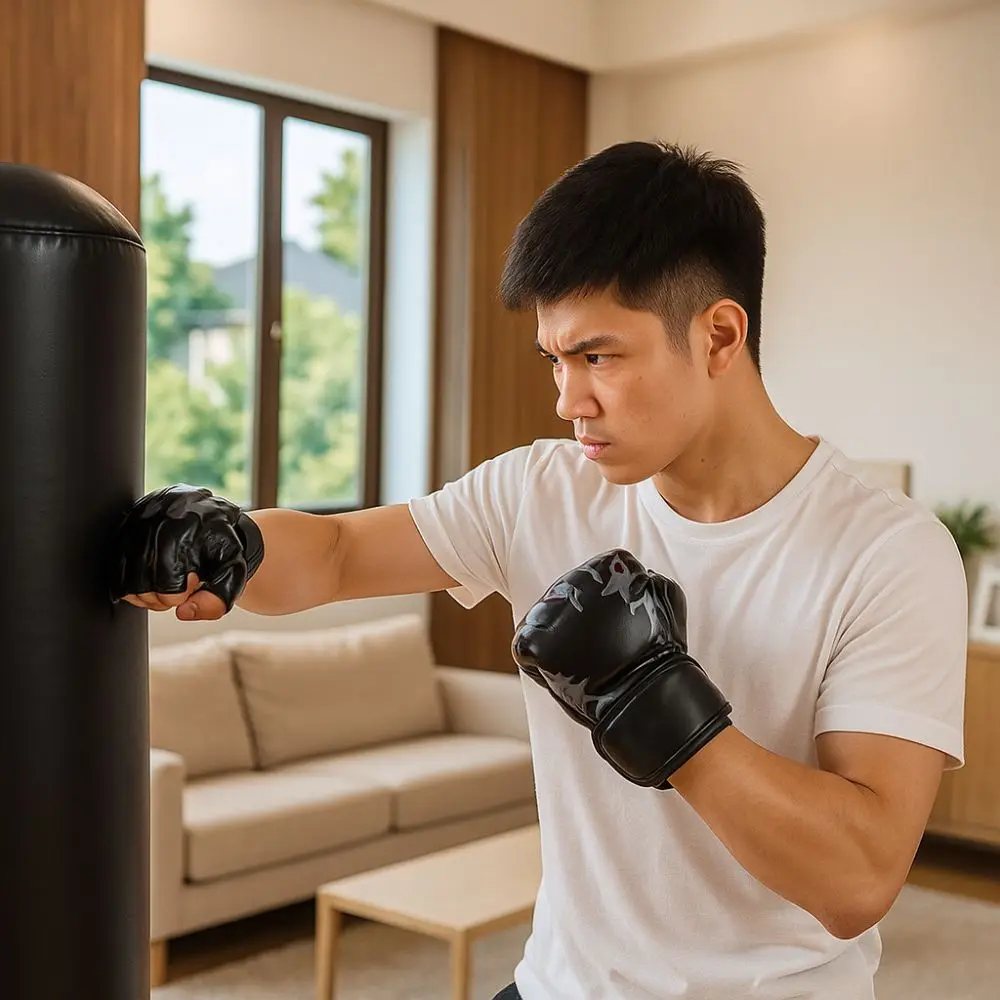Guantes de boxeo profesionales, acolchado grueso, guantes de entrenamiento de medio dedo, guantes de boxeo resistentes al desgaste, práctica Sanda - imagen 3