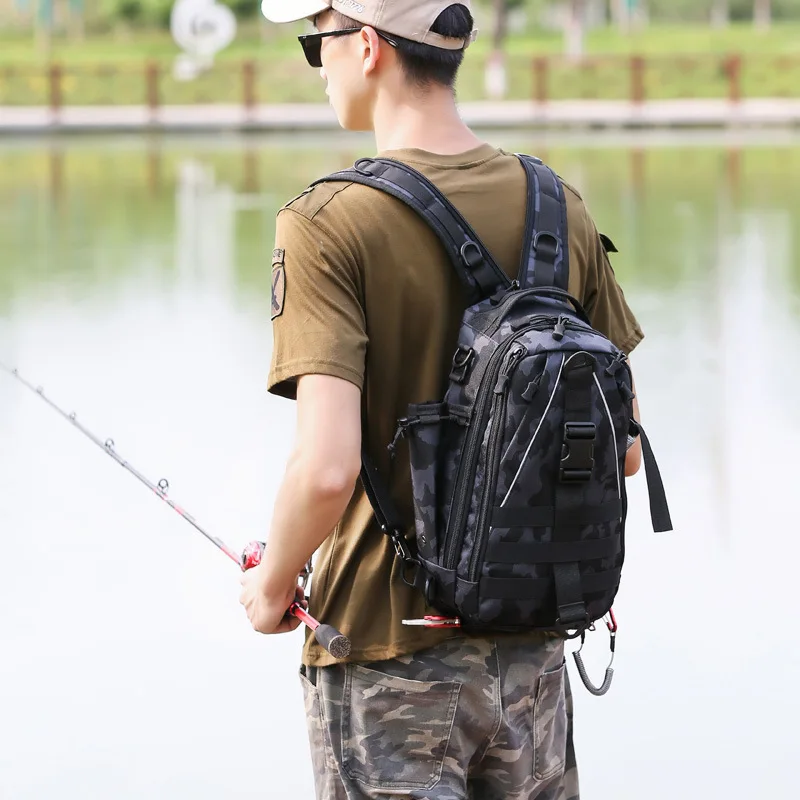 Mochila táctica militar, bolso de hombro Molle de camuflaje del ejército, deportes al aire libre, montar, senderismo, Camping, caza, mochila impermeable - imagen 5