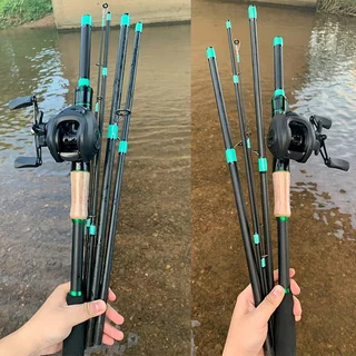Caña de pescar con señuelo portátil para viaje, 4/5 secciones y carrete de Baitcasting, 18 + 1BB, Combo de pesca de agua dulce y salada - imagen 5