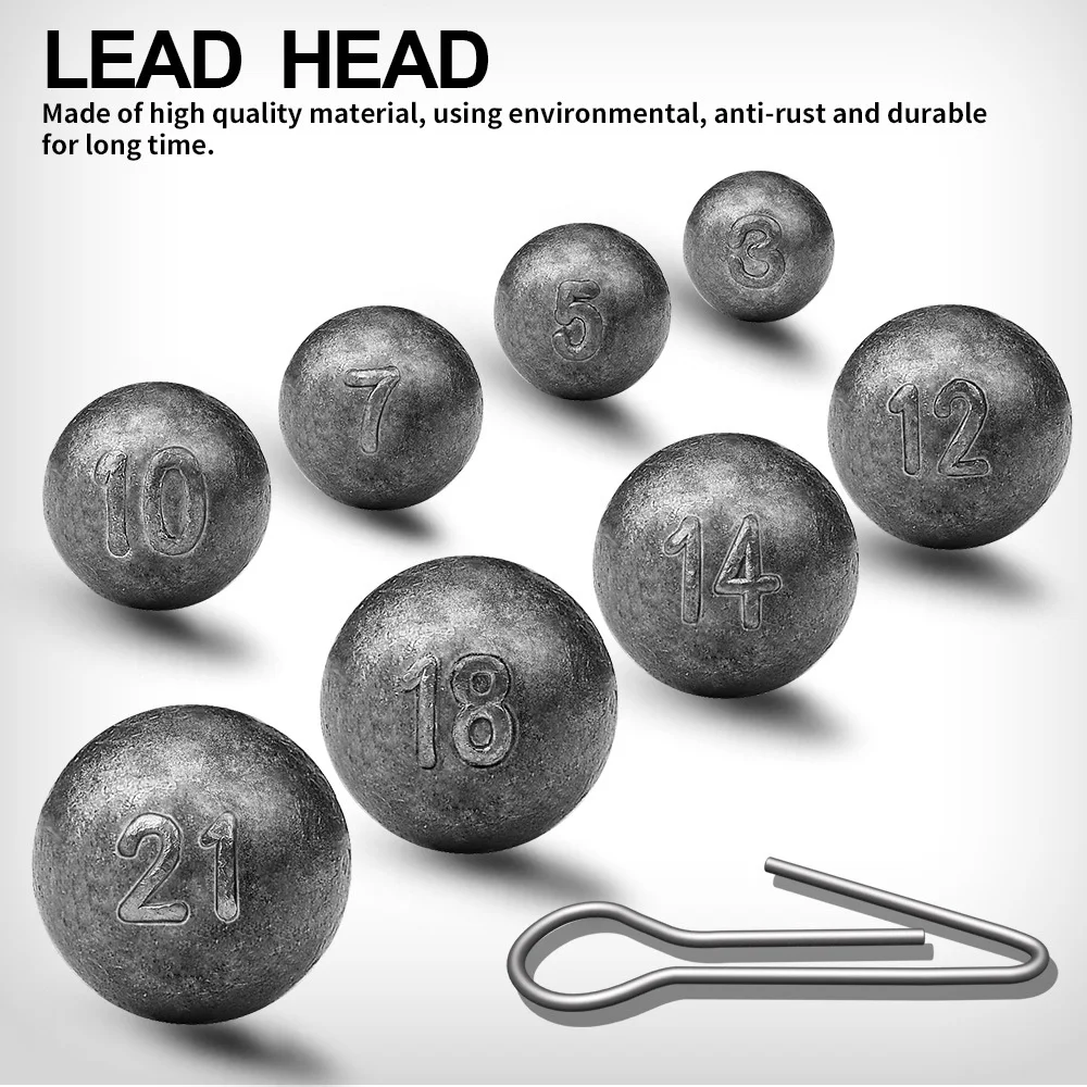 Accesorios de pesca, cabeza de anzuelo con plomo, 3g, 5g, 7g, 10g, 12g, 14g, 18g, 21g, colgante de plomo, colgante redondo, plomos de pesca para señuelo - imagen 4