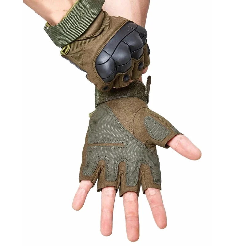 Guantes tácticos de medio dedo para exteriores, manoplas duras para nudillos, Paintball, Airsoft, caza, combate, equitación, senderismo, escalada en roca - imagen 2