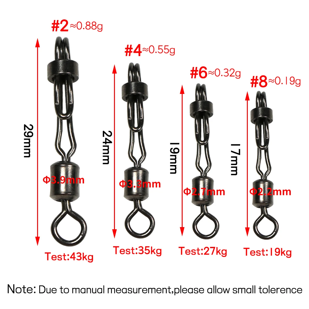 Bimoo-conector de línea de carpa giratorio con bloqueo de almeja, accesorios de latón de cambio rápido, 20 unidades por lote - imagen 2