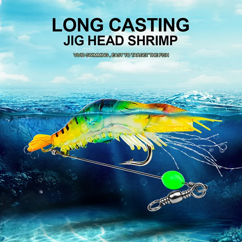 Experimente la emoción de la pesca con nuestro vibrante cebo de camarones realistas diseñado para una fundición duradera