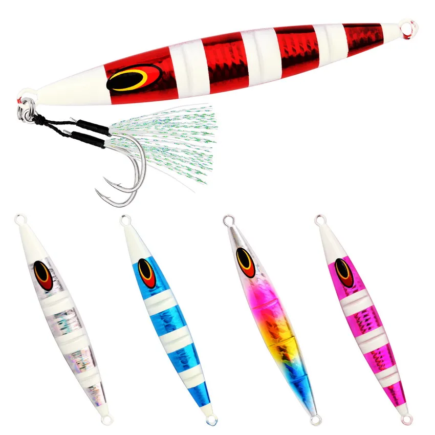 Señuelos de pesca de hundimiento lento de fundición larga, 200g, Jigging, Wobblers duros, cebos artificiales, señuelo de pesca Vertical luminoso, plantilla de pesca - imagen 5