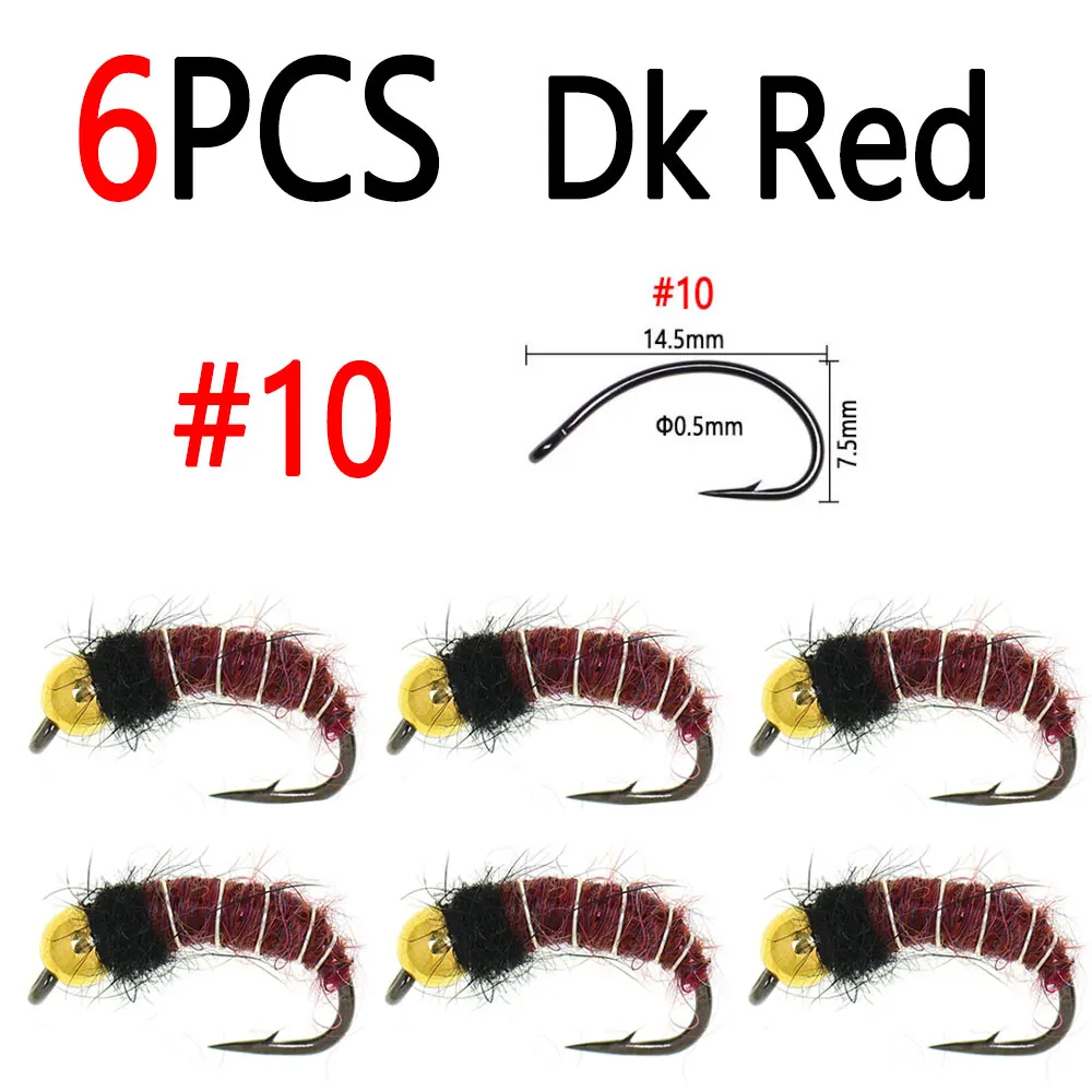 6pcs Dk Red Size 10